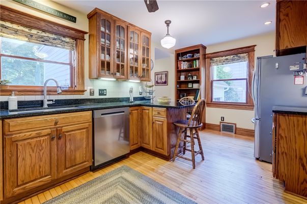 Interior, Kitchen, Pendant Lights, Recessed Lighting, Wood Texture Flooring