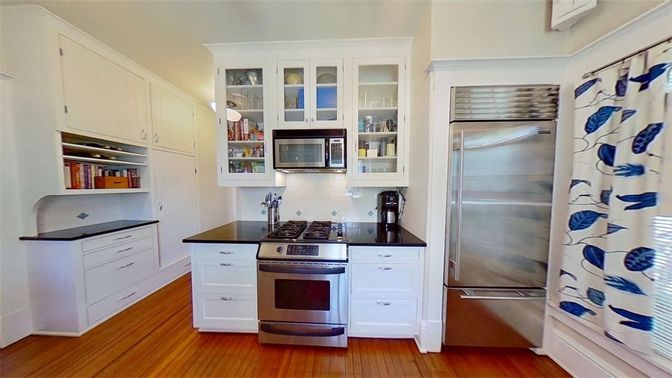 Interior, Kitchen, Stainless Steel Appliances, Wood Texture Flooring