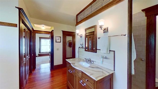 Bathroom, Dual Sink Vanities, Interior, Wood Texture Flooring