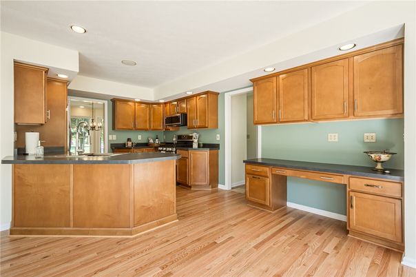 Interior, Kitchen, Recessed Lighting, Wood Texture Flooring