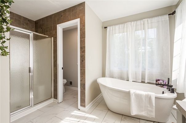 Bathroom, Free Standing Baths, Glass Shower, Interior, Marble