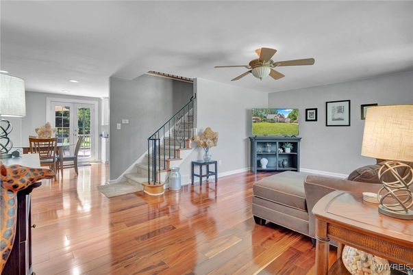 Dining room, Fireplace, Interior, Recessed Lighting, Wood Texture Flooring