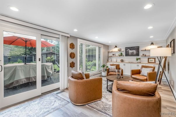 Interior, Living room, Recessed Lighting, Wood Texture Flooring