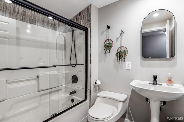 Bathroom, Glass Shower, Interior, Recessed Lighting