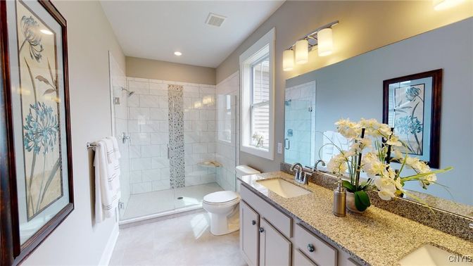 Bathroom, Glass Shower, Interior, Recessed Lighting