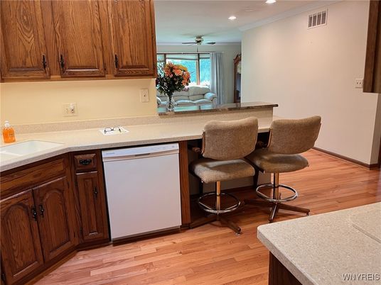 Interior, Kitchen, Recessed Lighting, Wood Texture Flooring