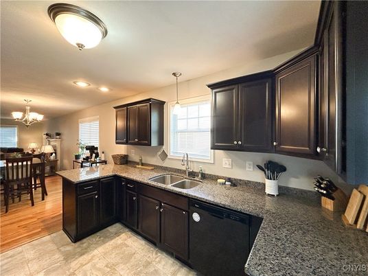 Chandelier, Dining room, Interior, Kitchen, Pendant Lights, Recessed Lighting, Wood Texture Flooring