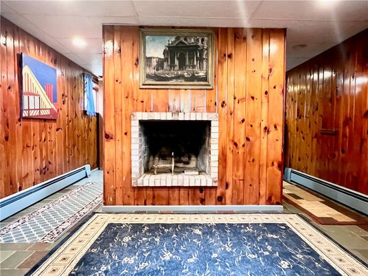 Fireplace, Interior, Recessed Lighting, Wooden Walls