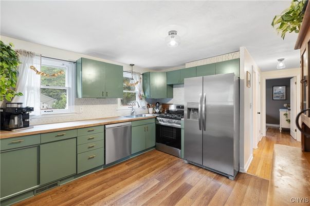 Interior, Kitchen, Stainless Steel Appliances, Wood Texture Flooring