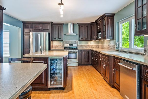 Interior, Kitchen, Stainless Steel Appliances, Wood Texture Flooring