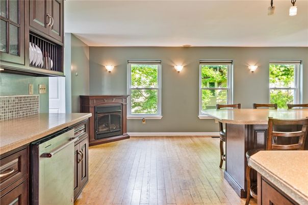 Dining room, Fireplace, Interior, Wood Texture Flooring