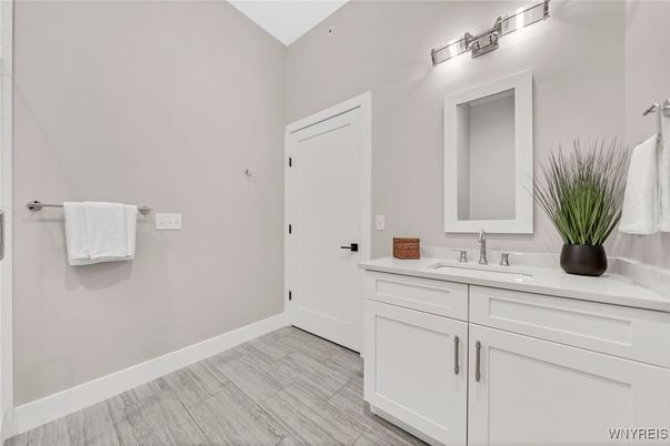 Bathroom, Dual Sink Vanities, Interior, Wood Texture Flooring