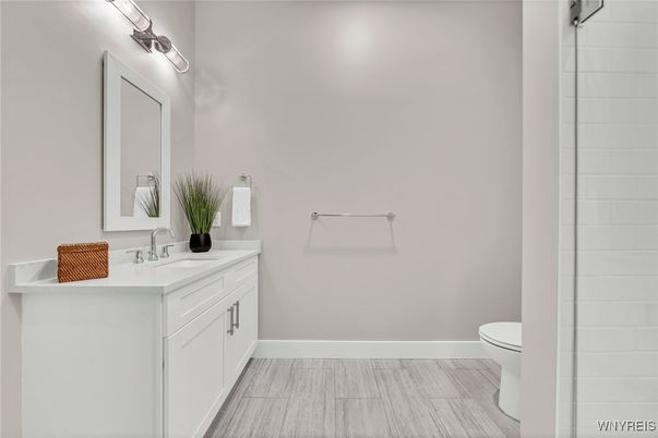 Bathroom, Dual Sink Vanities, Interior, Wood Texture Flooring