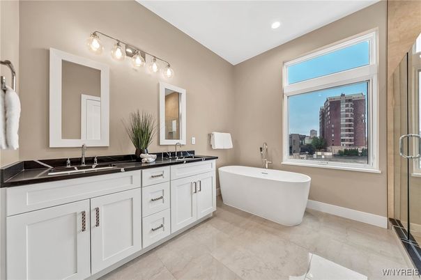 Bathroom, Dual Sink Vanities, Free Standing Baths, Interior, Recessed Lighting