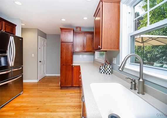 Interior, Kitchen, Recessed Lighting, Wood Texture Flooring