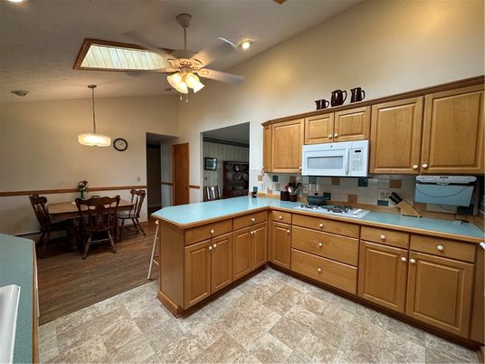 Dining room, Interior, Kitchen, Pendant Lights, Wood Texture Flooring
