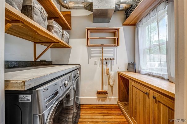 Interior, Washer, Wood Texture Flooring