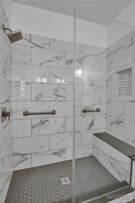 Bathroom, Glass Shower, Interior, Marble Walls