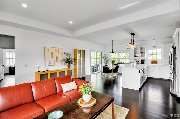 Dining room, Interior, Kitchen, Living room, Pendant Lights, Recessed Lighting, Wood Texture Flooring