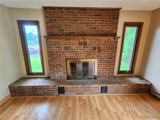 Fireplace, Interior, Stone Walls, Wood Texture Flooring