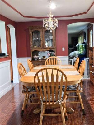 Chandelier, Dining room, Interior, Wood Texture Flooring