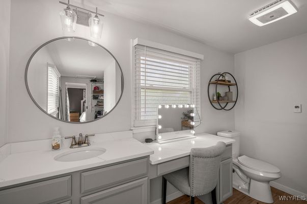 Bathroom, Dual Sink Vanities, Interior, Wood Texture Flooring