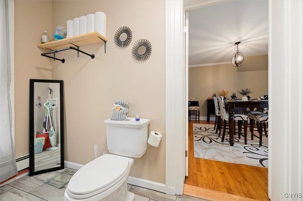 Bathroom, Dining room, Interior, Pendant Lights, Wood Texture Flooring