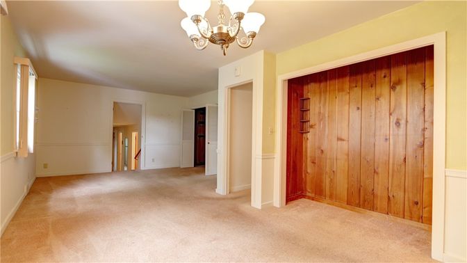 Chandelier, Empty room, Interior, Wooden Walls