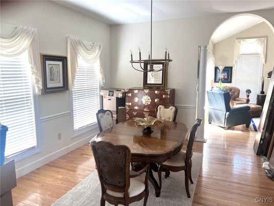 Dining room, Interior, Living room, Pendant Lights, Wood Texture Flooring