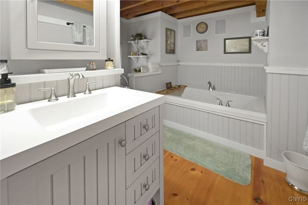 Bathroom, Interior, Wooden Beams, Wood Texture Flooring