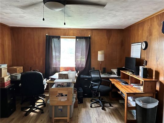 Home Office, Interior, Wood Texture Flooring, Wooden Walls