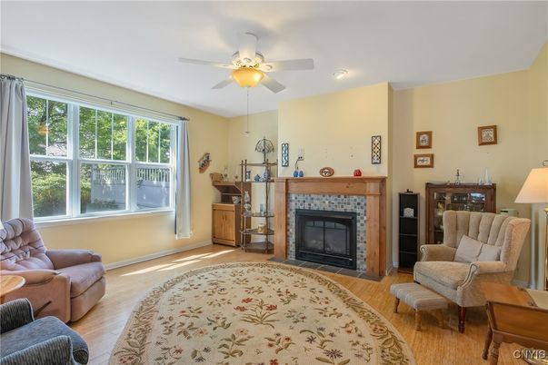Fireplace, Interior, Recessed Lighting, Wood Texture Flooring