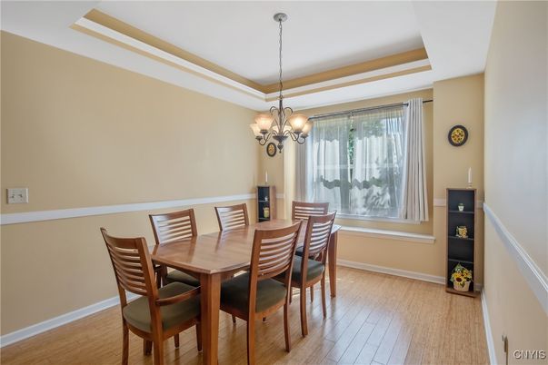 Chandelier, Dining room, Interior, Wood Texture Flooring