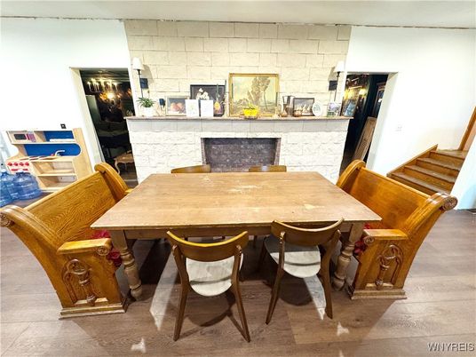 Dining room, Fireplace, Interior, Stone Walls
