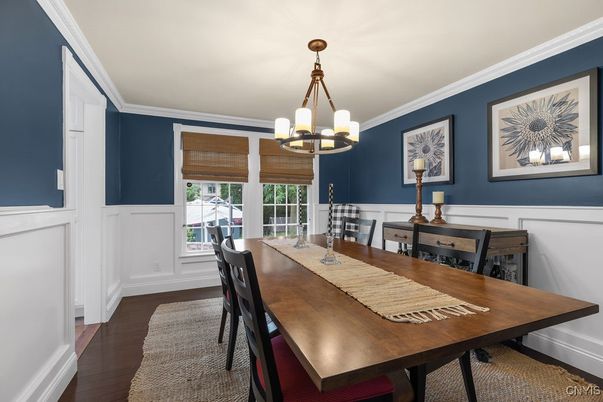 Chandelier, Dining room, Interior, Pendant Lights, Wood Texture Flooring