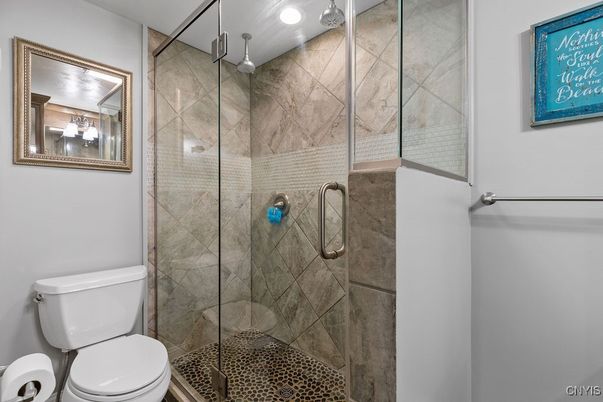 Bathroom, Glass Shower, Interior, Recessed Lighting