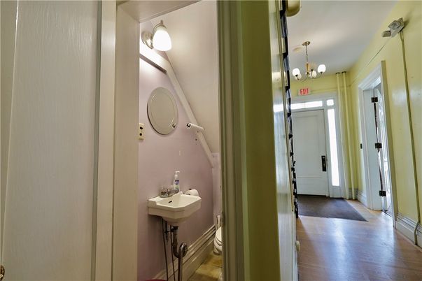 Bathroom, Chandelier, Interior, Wood Texture Flooring