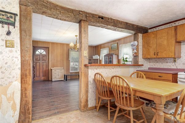 Chandelier, Dining room, Interior, Wood Texture Flooring