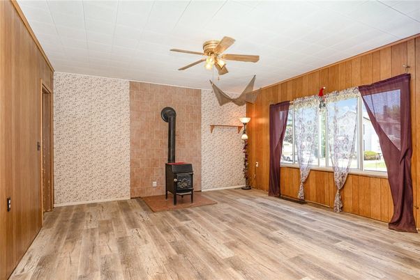 Empty room, Fireplace, Interior, Stone Walls, Wood Texture Flooring, Wooden Walls