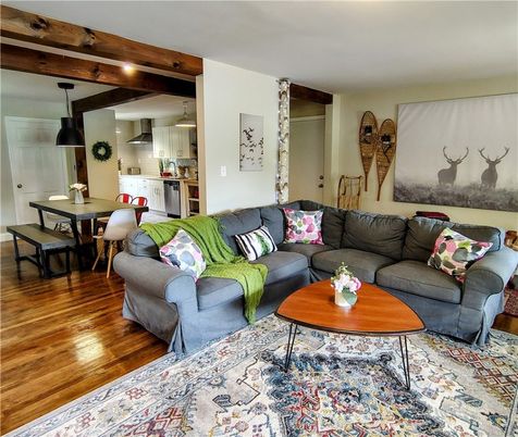 Dining room, Interior, Kitchen, Living room, Pendant Lights, Recessed Lighting, Wooden Beams, Wood Texture Flooring