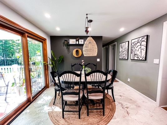 Dining room, Interior, Marble, Pendant Lights, Recessed Lighting
