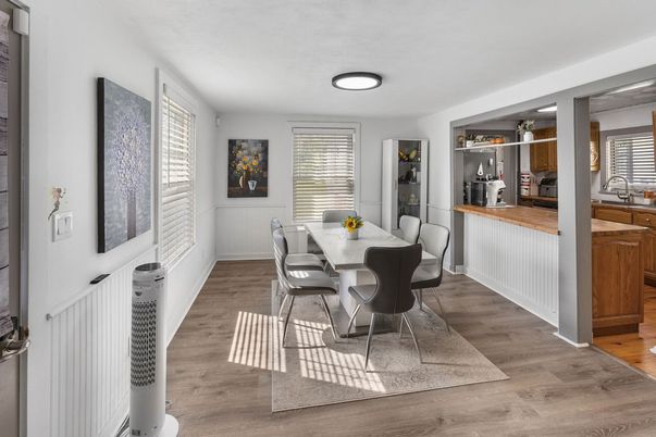Dining room, Interior, Wood Texture Flooring