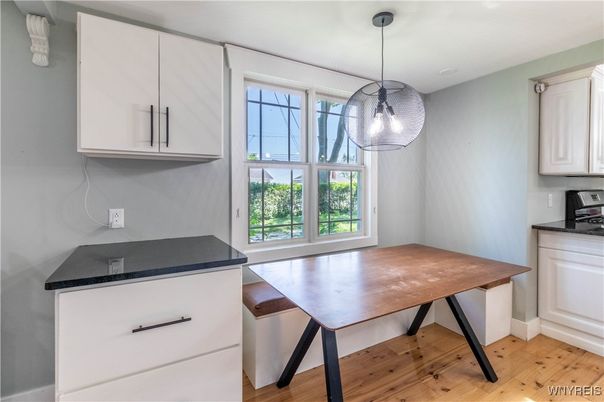 Interior, Kitchen, Pendant Lights, Wood Texture Flooring