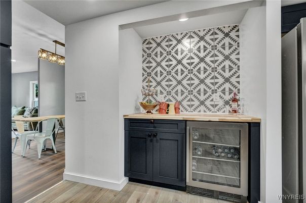 Dining room, Interior, Pendant Lights, Recessed Lighting, Wood Texture Flooring