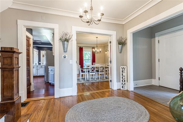 Chandelier, Dining room, Interior, Wood Texture Flooring