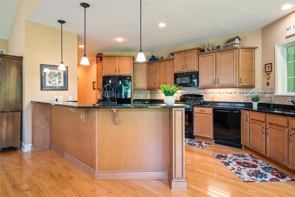 Interior, Kitchen, Pendant Lights, Recessed Lighting, Wood Texture Flooring