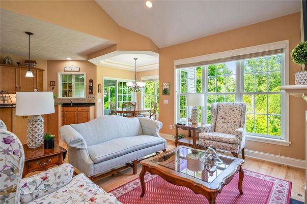 Chandelier, Dining room, Interior, Living room, Pendant Lights, Recessed Lighting, Wood Texture Flooring