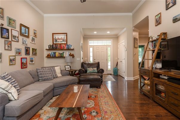 Interior, Living room, Recessed Lighting, Wood Texture Flooring