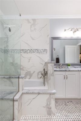 Bathroom, Glass Shower, Interior, Marble Walls