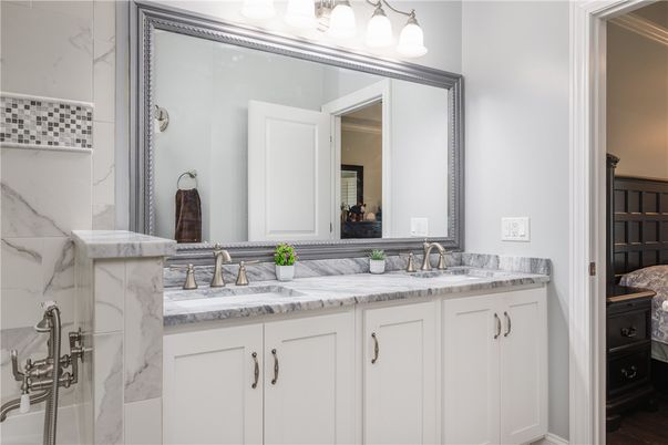 Bathroom, Dual Sink Vanities, Interior, Marble Walls